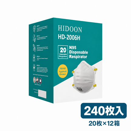 N95マスク HIDOON HD-2006H 240枚入り（20枚×12箱）のケース